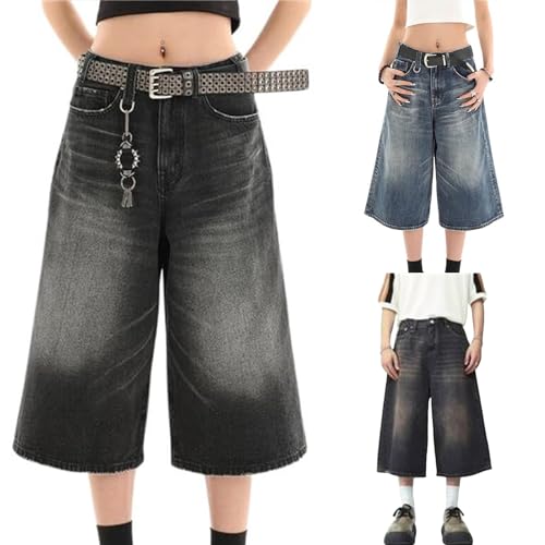 Wide Leg Jeans for Women and Men 2024 Cropped Jeans High Waist Baggy Jorts Y2K Casual Denim Capris Pants Summer Clothes