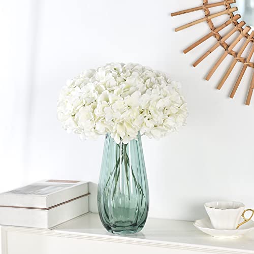 Lushidi Silk Hydrangea Heads With Stems Artificial Flowers Heads For Home Wedding Decor(Off White 20Pcs) #TOP4