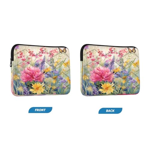 Funda para portátil 13-14 pulg impermeable flores y mariposas miniatura 2