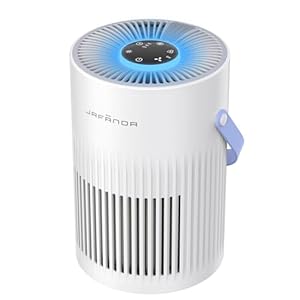 Jafända Luftreiniger mit HEPA Luftfilter, Luftreiniger Allergiker mit Griff, HEPA Filter gegen Staub Pollen Tierhaare Gerüche Air Purifier mit Aromatherapie für Schlafzimmer 7-farbiges Licht 20dB
