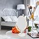 Lurrose Vintage Tabletop Make-Up Spiegel - Doppelseitig Tischspiegel Kosmetischer Geprägter Gerahmter Spiegel für Schreibtisch (Beige)