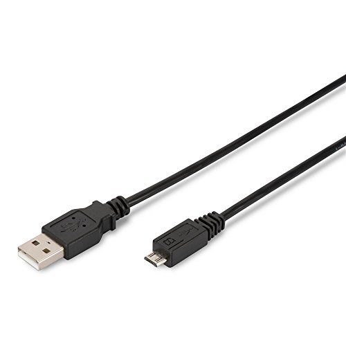 DIGITUS USB 2.0 cable – 1 m – USB A to Micro B – 480 Mbit/s – connection cable for computers, notebooks, hubs, smartphones – black