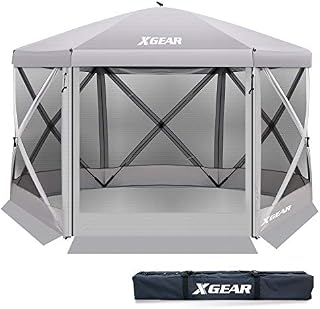 XGEAR Pop Up Easy Install Camping Screen House Canopy Instant Gazebo (Silver)