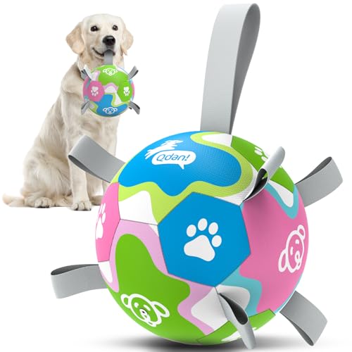 QDAN Dog Toys for Small Dogs, Puppy Toys, Dog Soccer Ball with Straps, Balls for Dogs Toys, Dogs Birthday Gift (5 Inch) Small Colorful