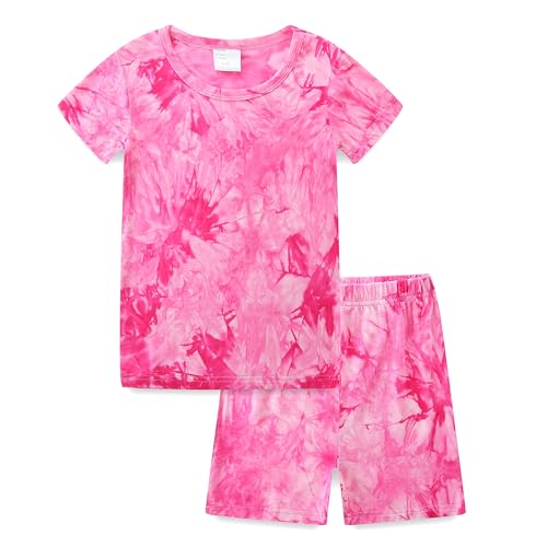 Hikido 2t Boys Clothes Outfit Toddler Neckline T-shirt Shorts Sleeve Set Cool Baby Girl Summer Clothes Fashion Tie Dye Pink18·24M