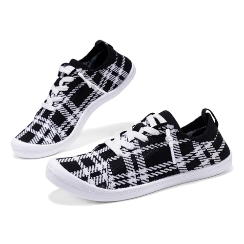 Image of Women's Barefoot Slip-On Sneakers, Slightly Roomy Toe Box, Arch Support Breathable Mesh Walking Loafers with No-Tie Elastic Laces, Non-Slip for All-Day Wear | Size Up Half Size for Wide Feet & High Instep