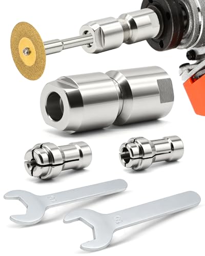 Angle Grinder to Die Grinder Adapter with 5/8-11 to 1/4 & 1/8 Collet Conversion Angle Grinder Attachments with Wrenches Extension Shaft Connecting Rod for Rotary Burrs Wood Carving Metal Polishing