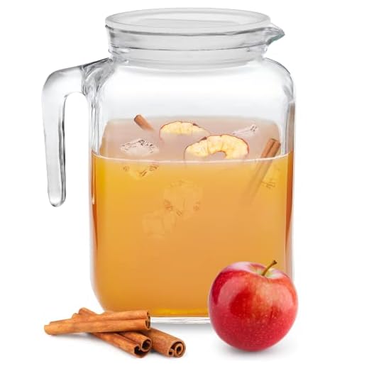 Bormioli Rocco Hermetic Seal Glass Pitcher With Lid and Spout [68 Ounce] Great for Homemade Juice & Cold Tea or for Glass Milk Bottles