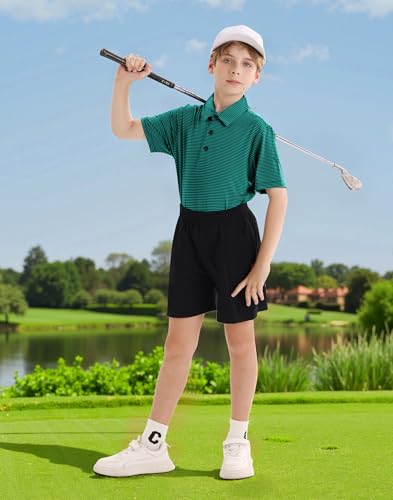 Image of Polo Shirts for Boys Golf Polo Shirt Short Sleeve Boys Performance Polo Dry Fit Stretch Collared UPF50+ Kids Golf Shirts