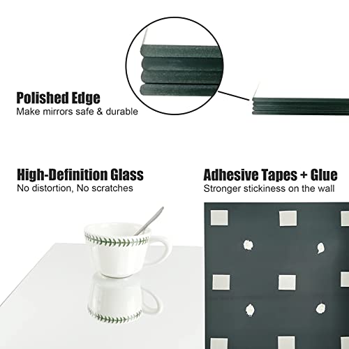 Trahome Wall Mirror Full Length, 12Inches X 4Pcs, Glass Frameless Body Mirror Wall-Mounted For Gym, Bedroom, Living Room, Over The Door #TOP5