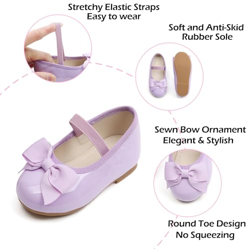 Image of PHIRAMIN Toddler Flower Girl Dress Shoes - Little Girl Ballet Flats Bow Wedding Party