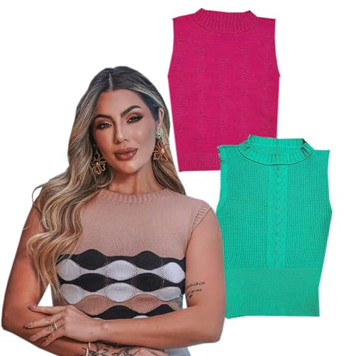 Blusa Cropped Tricô Modal: Kit 3 unidades Cores e Modelos Diversos - Tamanho Único 36/42 Moda Blogue