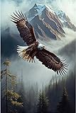 RMSGOZO Eagle in The Sky Diamond Painting - Misty Forest Diamond Art Kits for Adults, Full Round Gemstone Crystal Cross Stitch Kit, for Wall Decor (8 X 12 Inch)