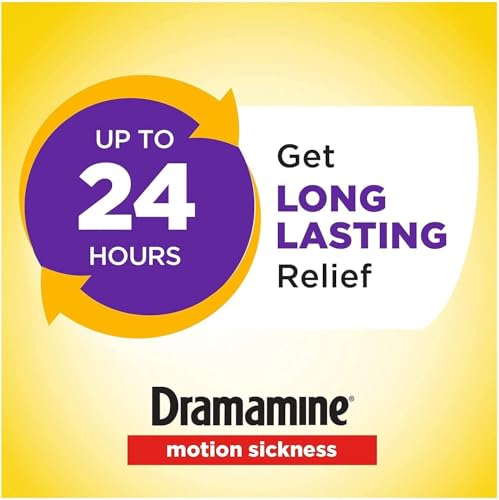Dramamine All Day Less Drowsy Motion Sickness Relief Tablets | 8 Tables per Vial | 25 MG Each | 2-Pack - Thumbnail 3