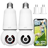 eudic 4MP 2K Bulb Security Cameras Wireless Indoor/Outdoor 2 Pack,SD/Cloud Storage 2.4G / 5G WiFi Cameras for Home Security 360 Pan,Tilt,Motion Detection, Color Night Vision, Two Way Audio,Auto Track