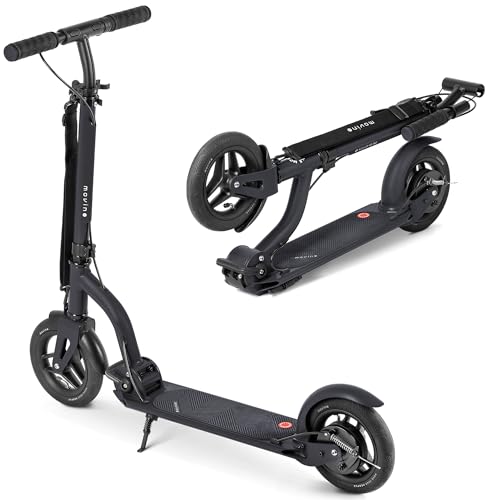 Movino Foldable Urban Scooter for Teens and Adults - Wide Non-Slip Footplate - Large Wheels - Adjustable Handlebar - Air Anthracite