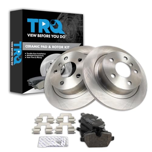 Image of TRQ Rear Brake Pad and Rotor Set Ceramic Compatible with 2017-2018 Mini Cooper Countryman
