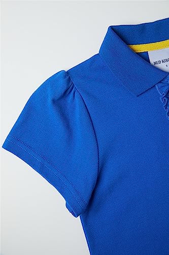 Image of Mud Kingdom Girls Short Sleeve Ruffle Pique Polo Uniform Top Stretch Lightweight