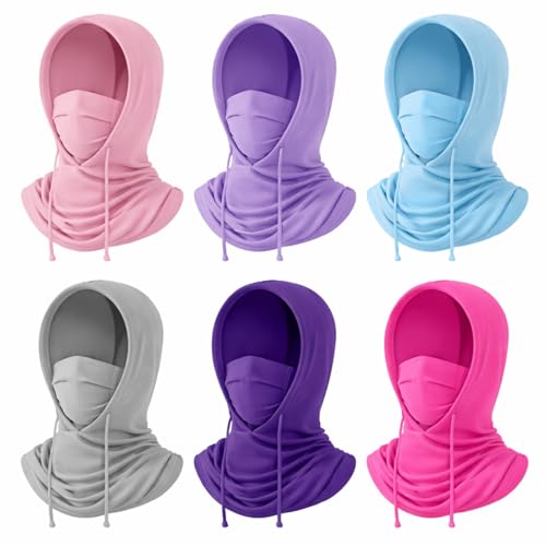 Image of Patelai 6 Pcs Summer Balaclava UV Face Mask Sun Protection Cooling Hood Full Head Face Cover for Women Men Cycling Fishing