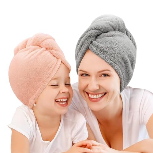 Hair Towel Wrap for Women-Quick Drying Microfiber Towel for Hair with Elastic Loop for Tying-Super Absorbent Head Towels Wrap for Ladies Hair Turban