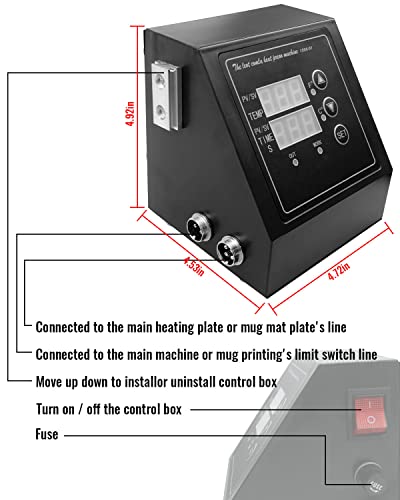 Heat Press Machine Control Box, Double Hole Digital Box Led Controller For 12 X 15Inch K-Type Heat Press Machine, Heat Transfer Sublimation Print Machine For T-Shirts/Mug/Plate/Cap/Cup #TOP4