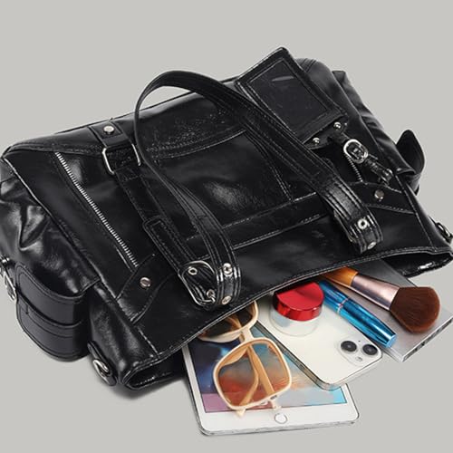 Sac à bandoulière en cuir PU avec sangle réglable et grand volume