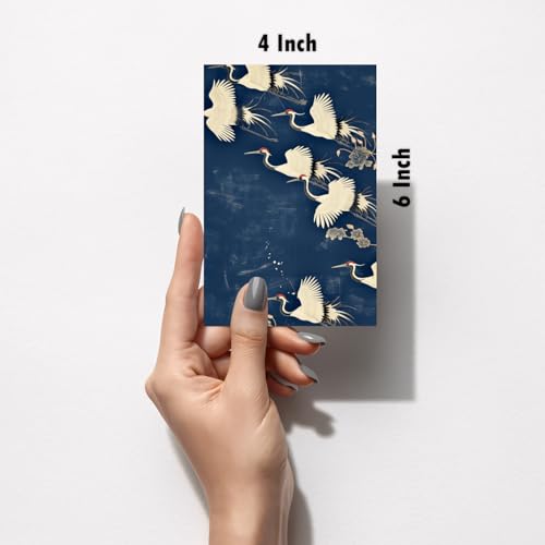 Image of SiddArtify Elegant Japanese Cranes Art Print Set - Set of 2-4x6 Inch - Board (Pack of 6) - Sticker (Pack of 6) Wall Room Decoration art Poster Prints