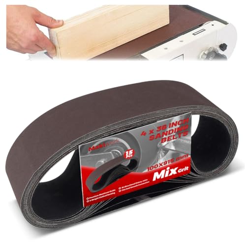 4 x 36 Inch 100 x 915 mm Sanding Belts Set - 15-Pack with 80/120/150/240/400 Grits Aluminum Oxide Abrasive Belts for Woodworking