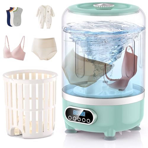 Image of Portable Washing Machine and dryer Underwear Washer,Upgraded Portable Mini Washing Machine,Rechargeable Cordless portable washer, Laundry Cup for Bra, Underwear, Socks(3Lgreen)