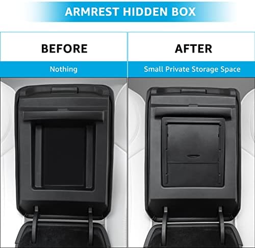2023 Upgraded 3PCS Model 3 Model Y Flocked Center Console Organizer Tray Hidden Armrest Storage Box for 2023 2022 2021 Tesla