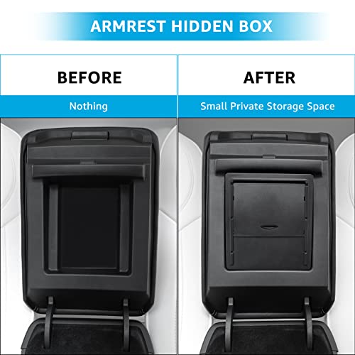 2023 Upgraded 3Pcs Model 3 Model Y Flocked Center Console Organizer Tray Hidden Armrest Storage Box For 2023 2022 2021 Tesla #TOP4