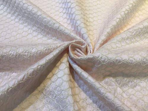 Tissu brodé imitation satin Dupioni coquille d'oeuf - Largeur 137,2 cm