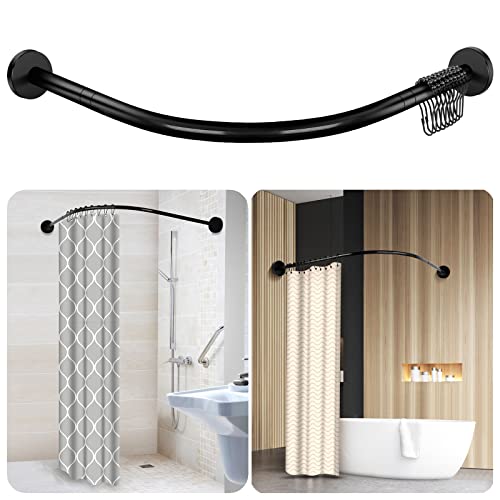 Quany Life Stretchable Corner Shower Curtain Rod - Drill Free Install 304 Stainless L Shaped for Bathroom, Clothing Store, Private Space, Free Curtain Hook(40-60