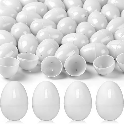 120 Pieces Empty Easter Eggs 2.36 Plastic Easter Eggs bulk for Easter Basket Stuffers Fillers Easter Hunt DIY Spring and Easter Decorations Classroom Prizes Party Favors(White)