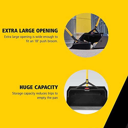 Rubbermaid Commercial Maximizer Heavy Duty Stand Up Debris/Dust Pan, Black (2018781), 11" X 20.4" X 29" #TOP3
