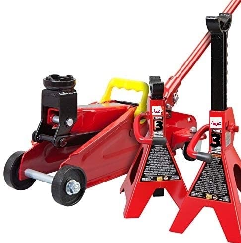 ABBASALI 2 Ton Hydraulic Trolley Floor Jack Combo with Jack Stands, 3 Ton Capacity