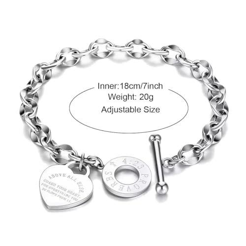 Harlorki HARLORKI-001 Personalized Stainless Steel Cuban Chain Love Heart Pendant Charm Bracelet Wrist Cuff Birthday Gift Fashion Jewelry thumb #6