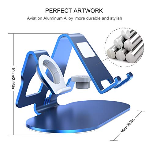 3 in 1 Aluminum Charging Stand for Apple Watch Charger Stand Dock for iWatch Series 7/6/5/4/3/2/1/SE, iPad, AirPods Pro/3/2/1 and iPhone13Pro Max/13/12/11/ Xs/X Max/XR/X/8/8Plus/7/7 Plus /6S (Blue) - Thumbnail 5