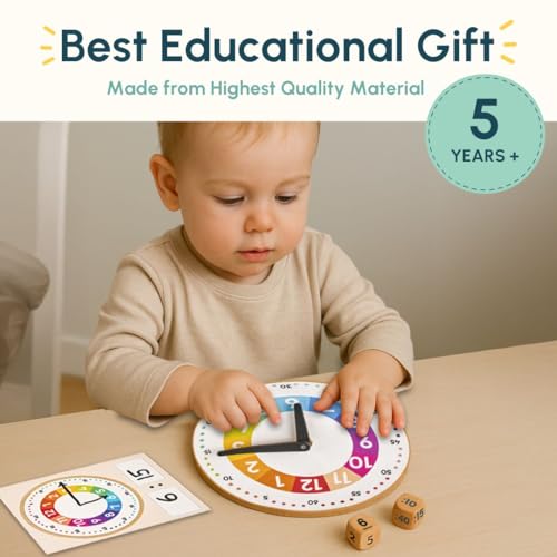 Image of Curious Cub Learning Clock for Kids | Educational Toys for 5+ Year Old | Fun Time Learning Kit | Activity Toys for 6 Year Old Boys, Girls & Educational Board Games for Kids | Ideal Birthday Gift