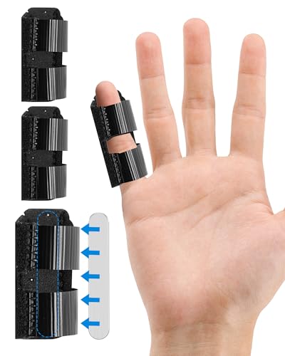 TAROYQASUL Finger Splint Kids 3 Pack Black Trigger Finger Straightener for Broken Fingers Arthritis Sprain Fractures Relief Broken Universal Fit for Thumb Index Middle Ring Pinky Fingers