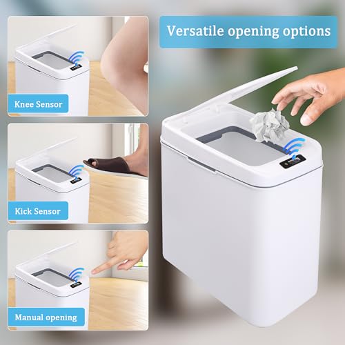 3 Canecas de Basura Automáticas Táctiles Blanco miniatura 2
