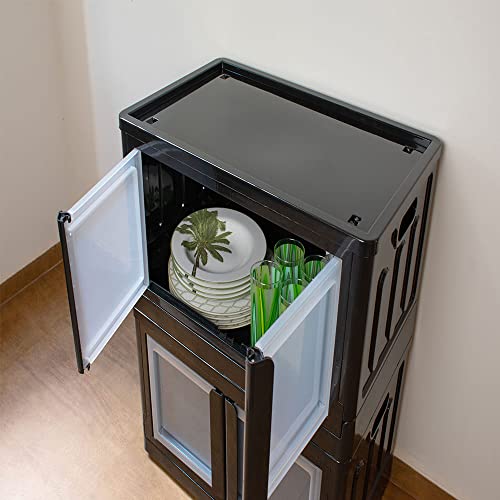 Organizador Dobrável Preto Empilhável Com Rodas 75 Litros 25816PM Arqplast