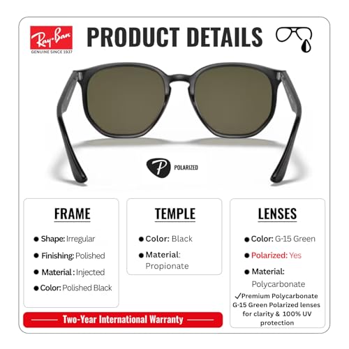 Image of Ray-Ban RB4306 Square-Round Shaped Sunglasses for Men & Women with Official RAYBAN Eyewear Kit