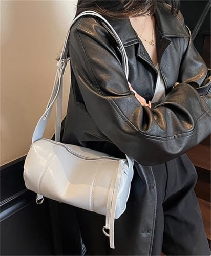 Trendy Vegan Leather Shoulder Bag for Women Small Y2k PU Tote Crossbody Purse Handbag Commuter Satchel 20254