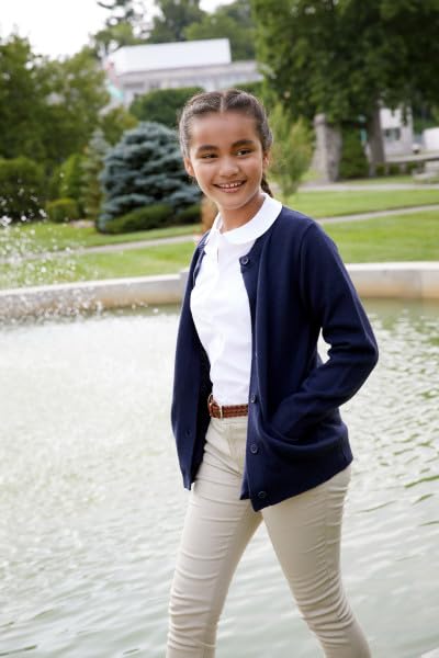 French Toast Girls' Anti-Pill Crew Neck Cardigan Sweater2