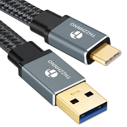 Thzzhnno USB A to USB C Flat Cable 1M, USB 3.0 to 3.1 Gen2 10Gbps Type C Data Transfer Cord for Desktop PCs/Smartphones/Pad Pro