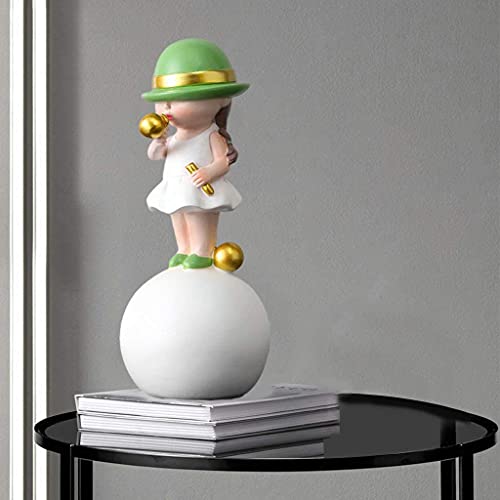 Desktop Figurine Resin Statue Cartoon Sculpture Abstract Crafts Art Ornament Desk Table Statue For Home Bedroom Living Room Garden Office - Girl, Green #TOP4