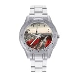BVKWNTSA Elegante orologio da polso da uomo con cinturino in acciaio stampato Parigi - Elegante orologio da polso analogico al quarzo, leggero e confortevole