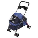 Carrito para Perros, Diseño de Malla Transpirable, Soporte Marco Acero hasta 39 Libras, Bolsa Almacenamiento Trasera y Portavasos, Ideal Perros