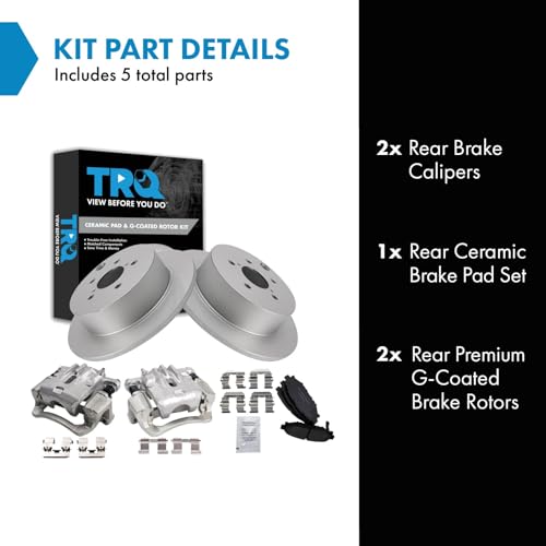 Image of TRQ Rear Brake Pad and Rotor Set Ceramic Coated Rotors Calipers | For 2014-2018 Subaru Forester 2012-2019 Impreza 2013-2015 XV Crosstrek 2016-2019 Crosstrek